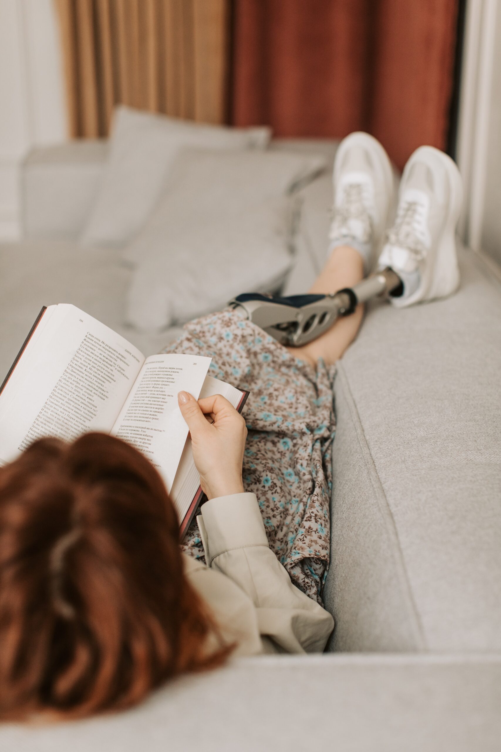 Lady reading long form content printed book