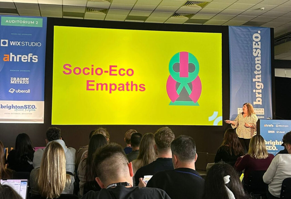 Carla presenting at brightonSEO